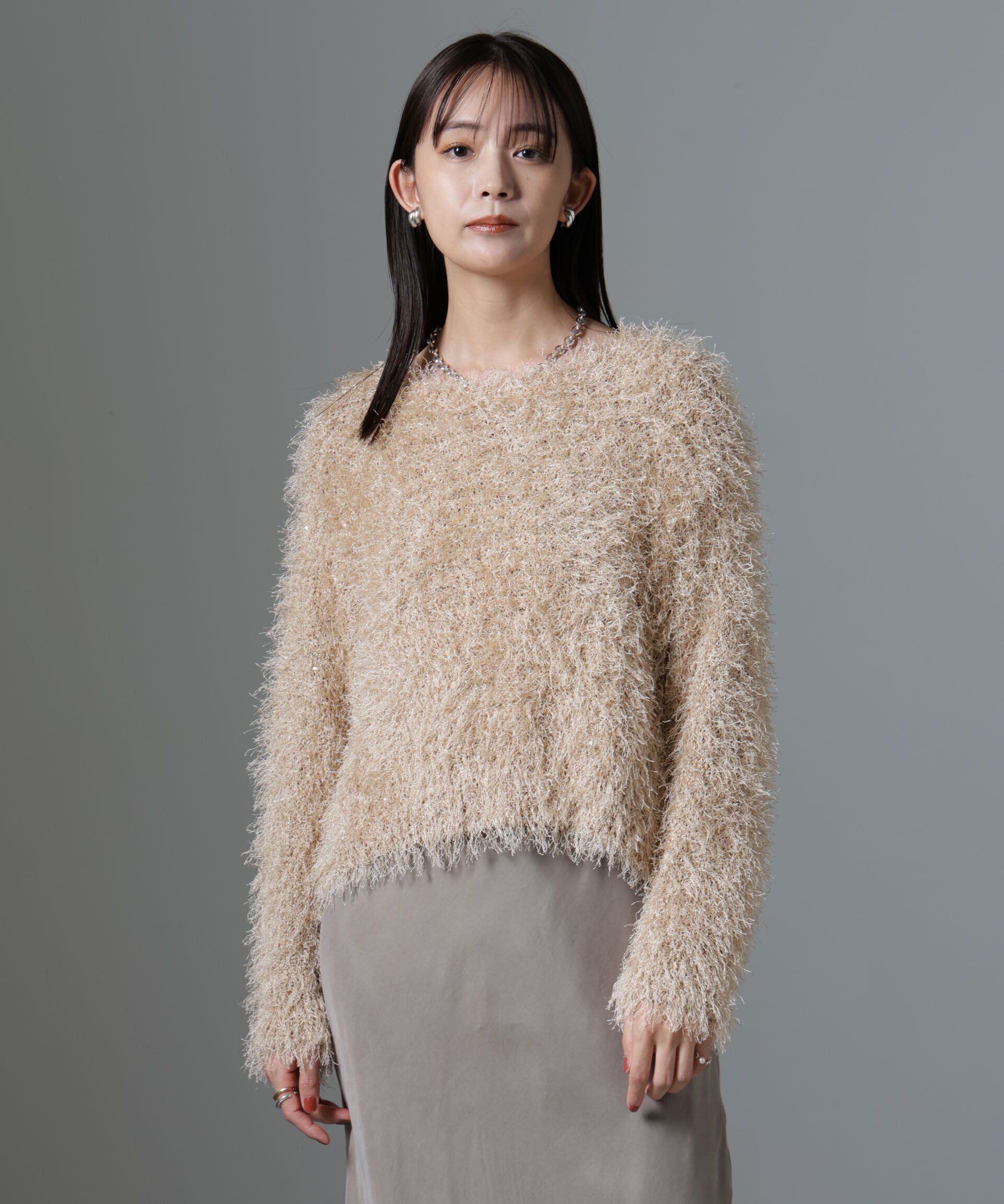 nano･universe「スパンコールフェザーニットプルオーバー」|ニット・セーター|