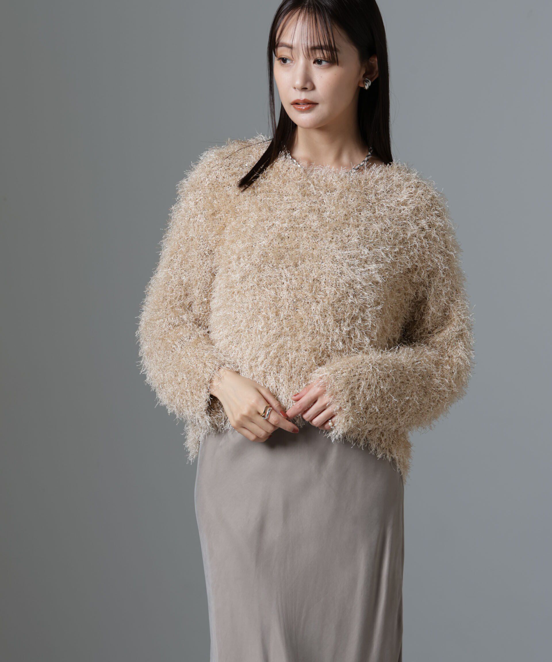 nano･universe「スパンコールフェザーニットプルオーバー」|ニット・セーター|