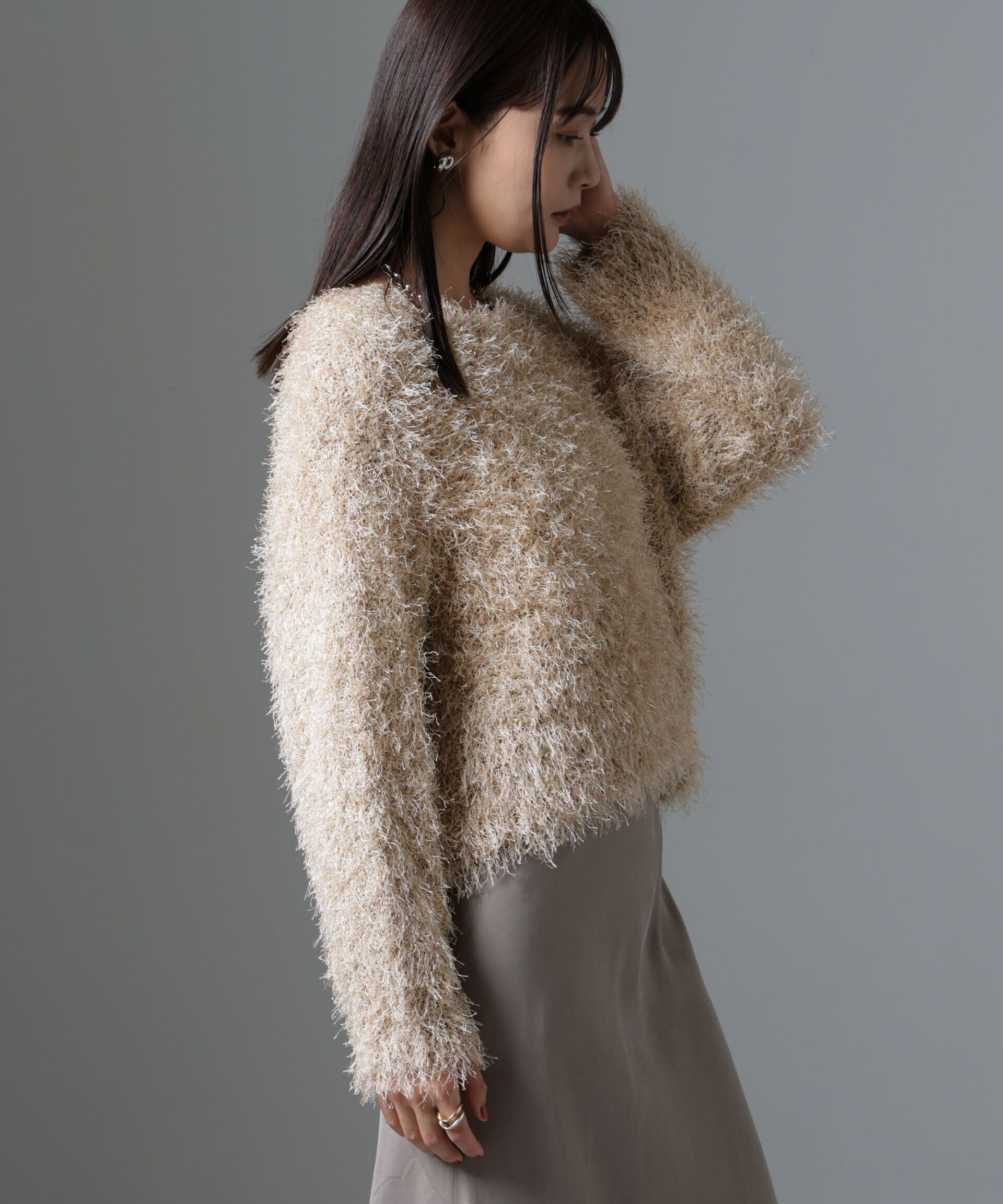 nano･universe「スパンコールフェザーニットプルオーバー」|ニット・セーター|