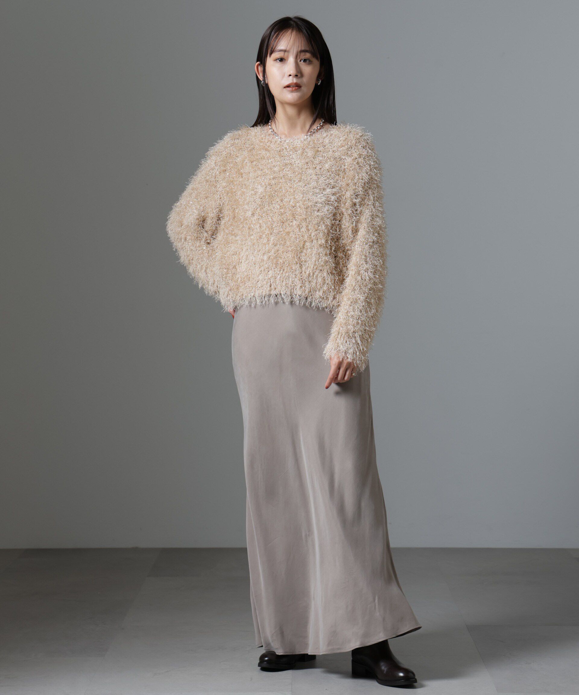 nano･universe「スパンコールフェザーニットプルオーバー」|ニット・セーター|