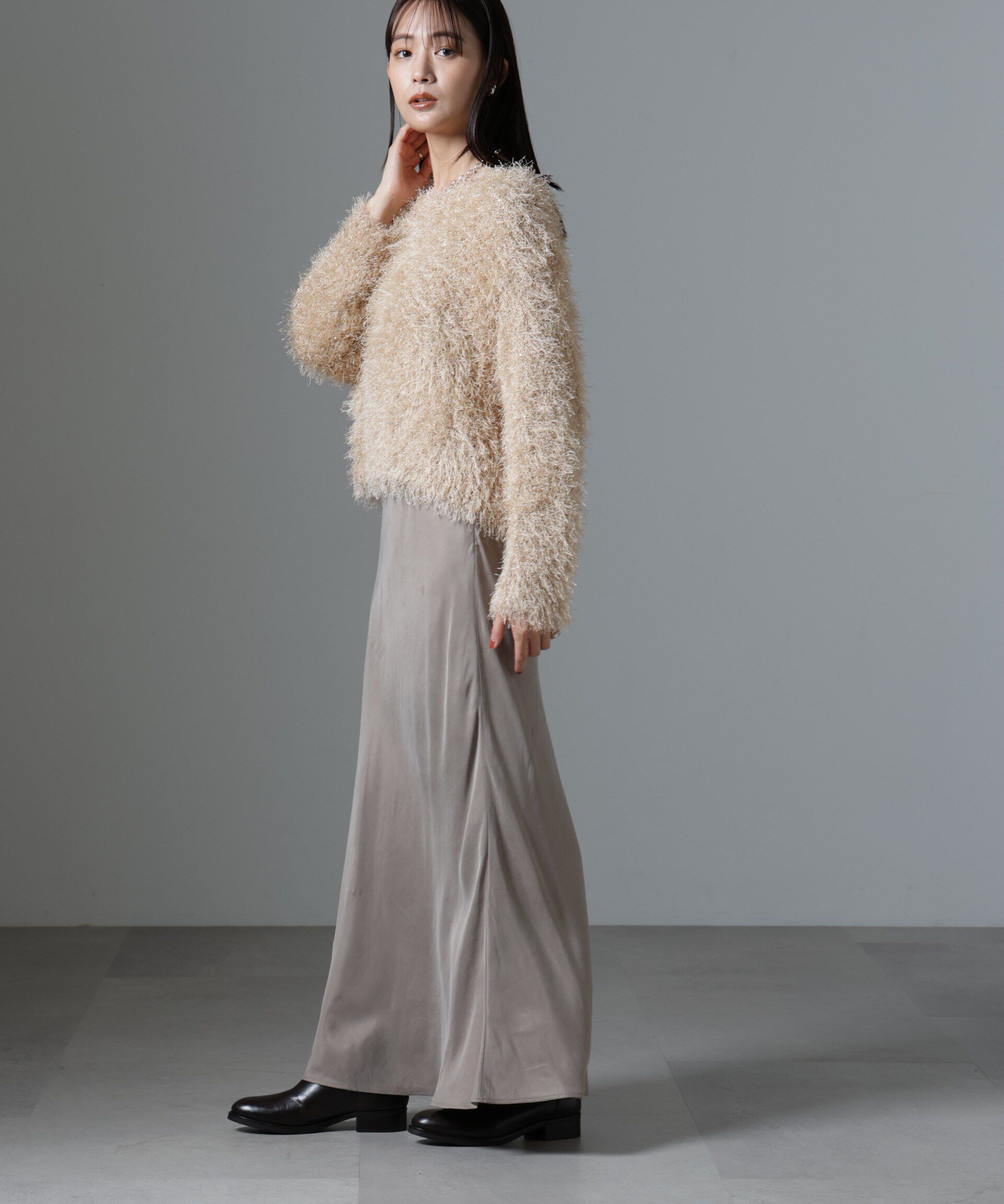 nano･universe「スパンコールフェザーニットプルオーバー」|ニット・セーター|