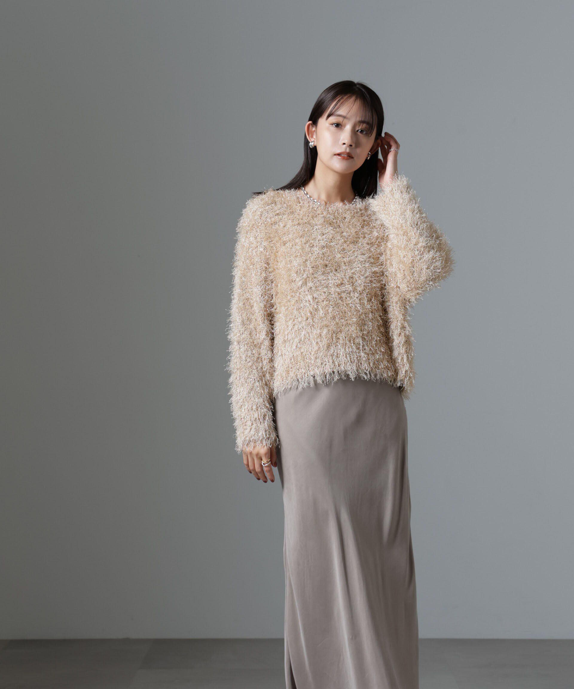 nano･universe「スパンコールフェザーニットプルオーバー」|ニット・セーター|