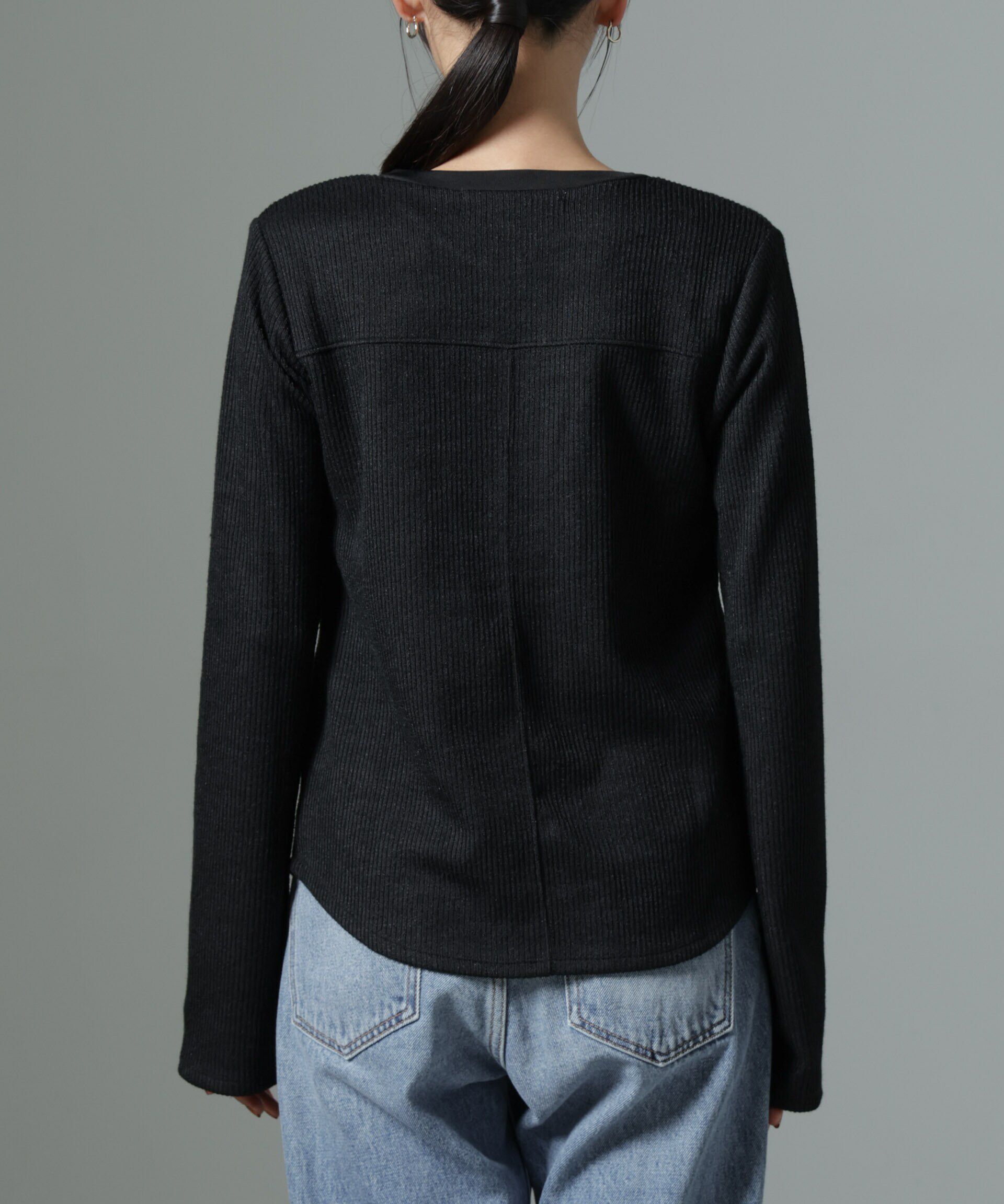 nano･universe「ホックヘンリーネックベルスリーブリブトップス」|Tシャツ・カットソー|