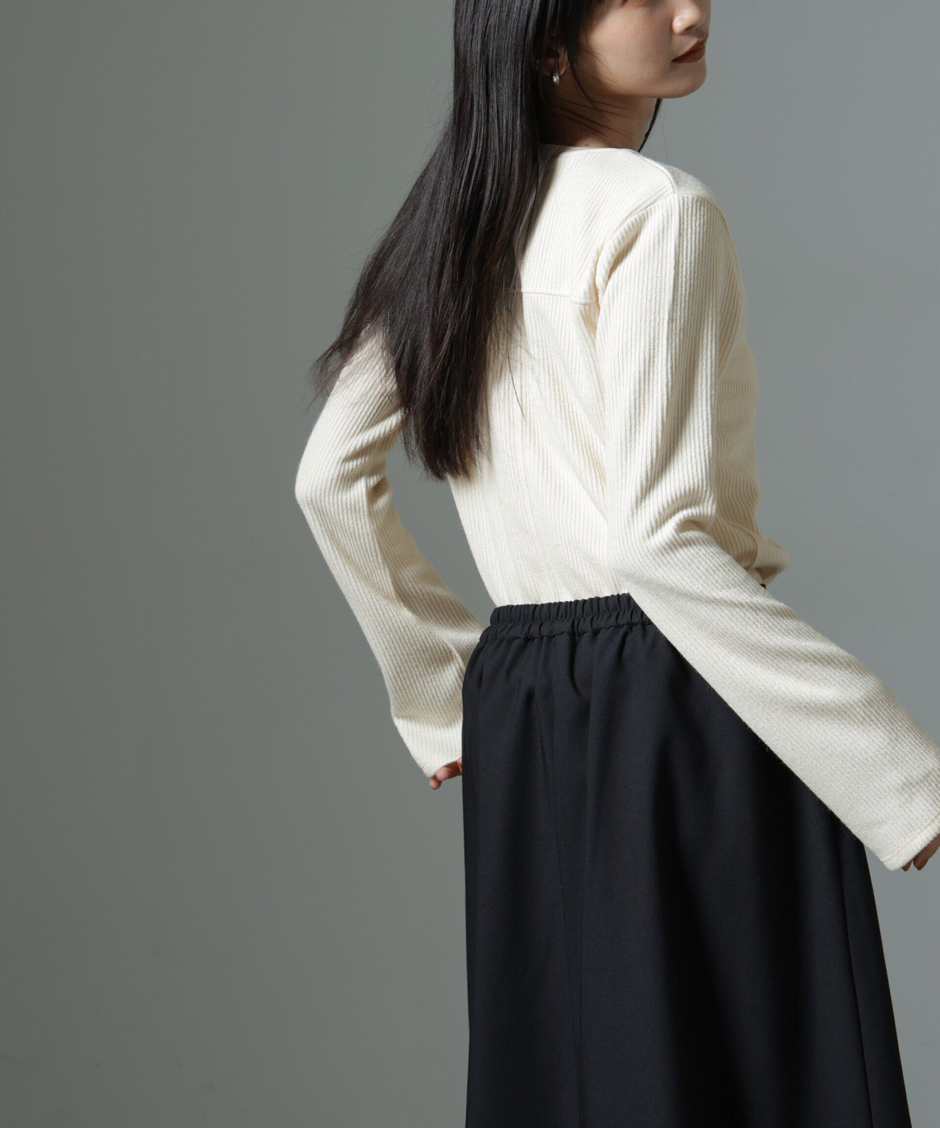 nano･universe「ホックヘンリーネックベルスリーブリブトップス」|Tシャツ・カットソー|