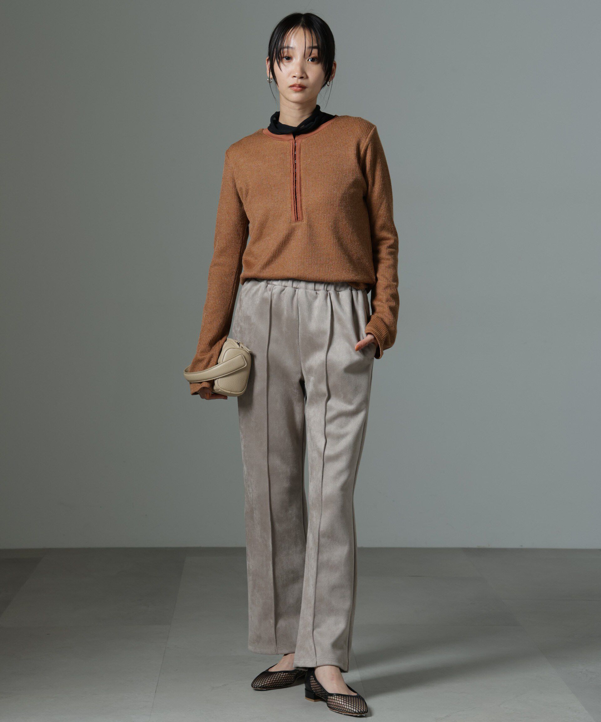 nano･universe「ホックヘンリーネックベルスリーブリブトップス」|Tシャツ・カットソー|