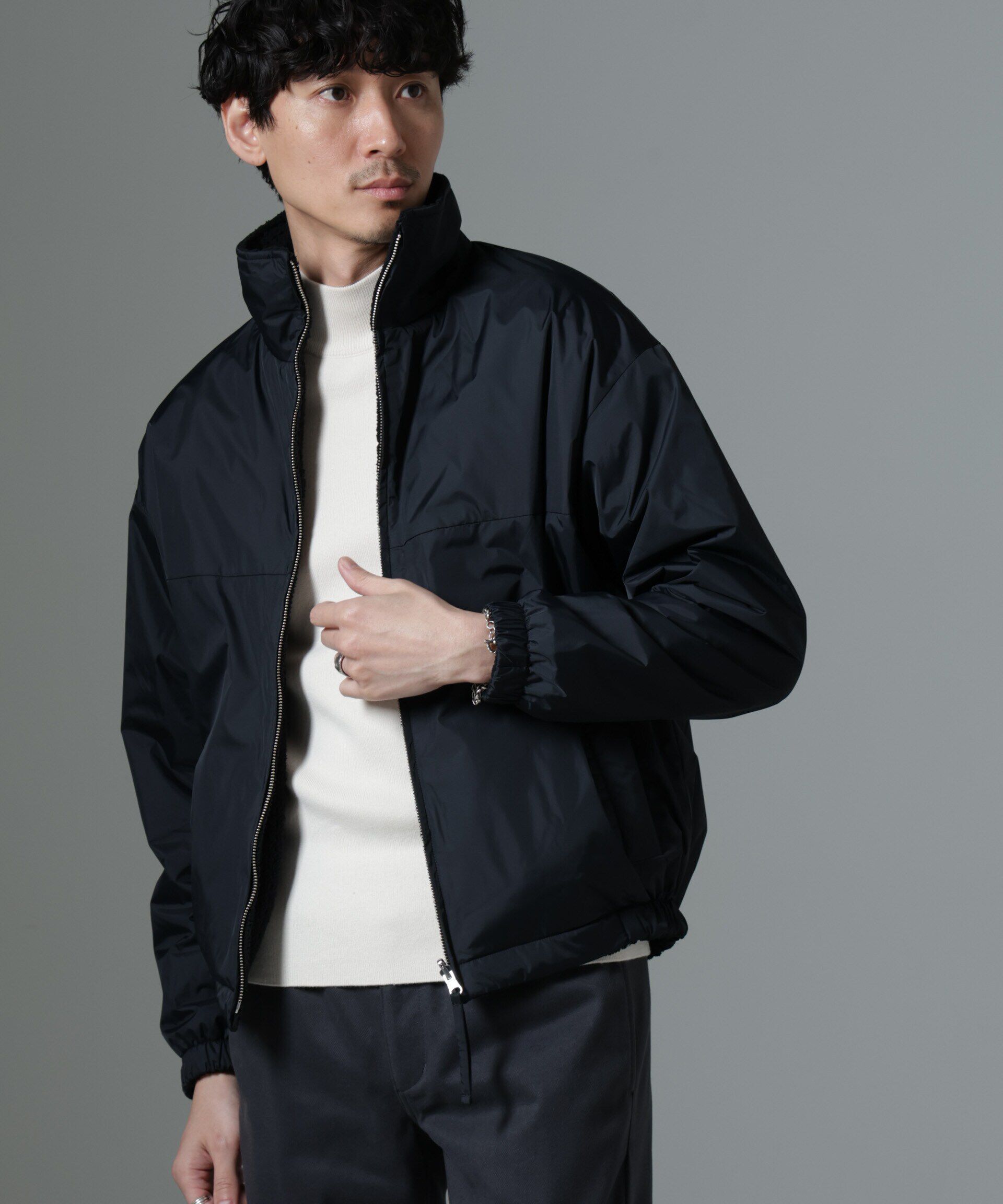 nano･universe「｢MC｣coveross(R)TECH WARM リバーシブル スタンドブルゾン」|ブルゾン・スタジャン|チャコール3