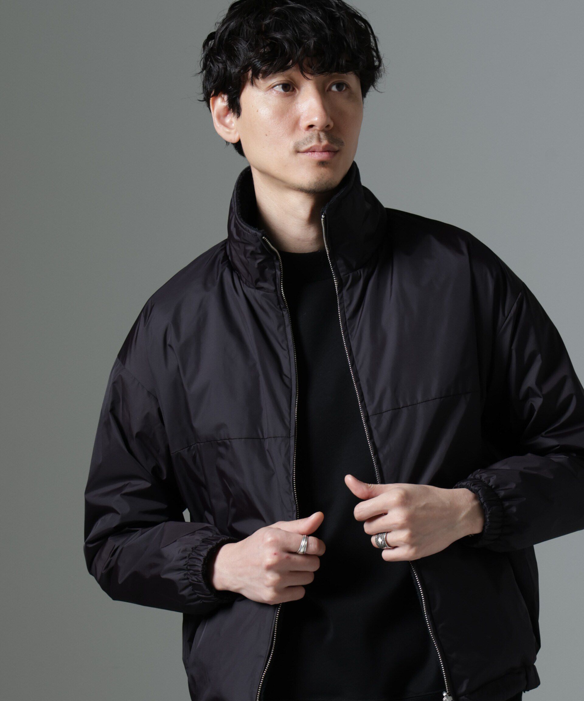 nano･universe「｢MC｣coveross(R)TECH WARM リバーシブル スタンドブルゾン」|ブルゾン・スタジャン|