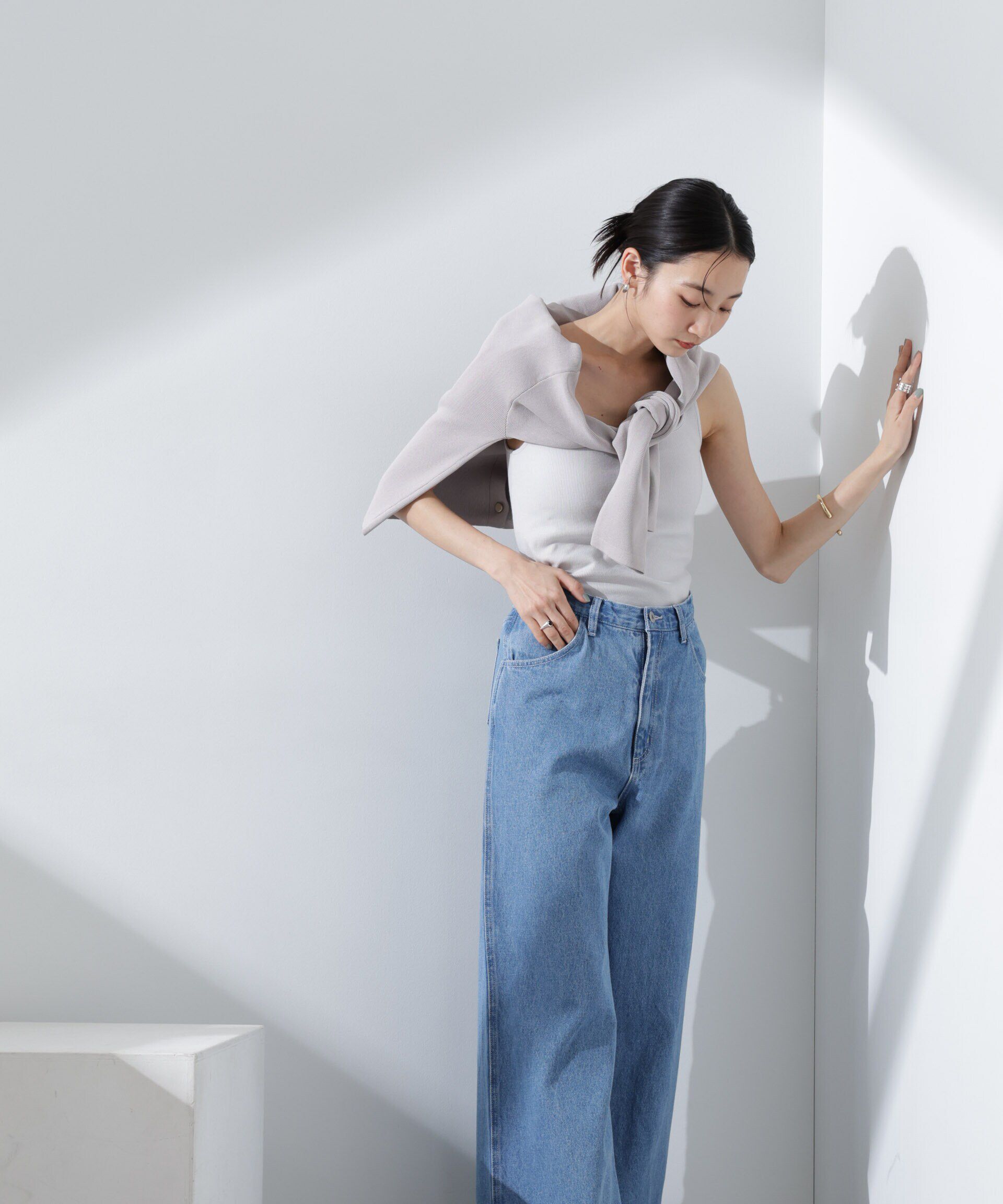 nano･universe「ワイドデニムパンツ（セットアップ可）」|チノ|