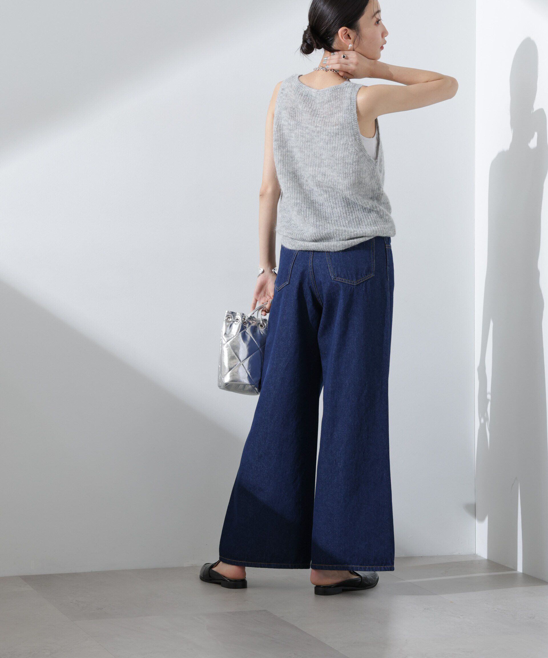 nano･universe「ワイドデニムパンツ（セットアップ可）」|チノ|