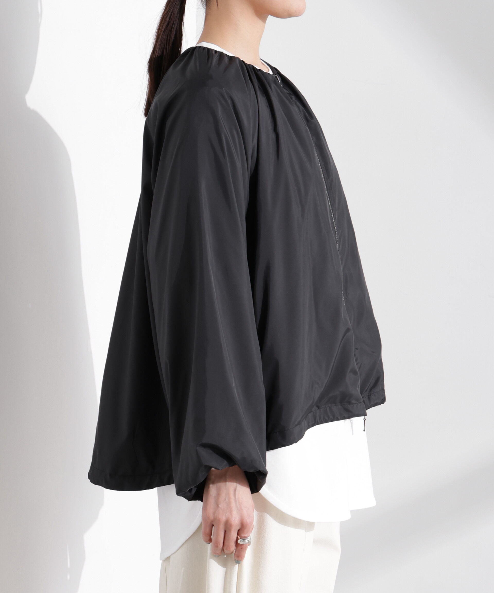 nano･universe「ソフトギャザージップブルゾン」|ブルゾン・スタジャン|