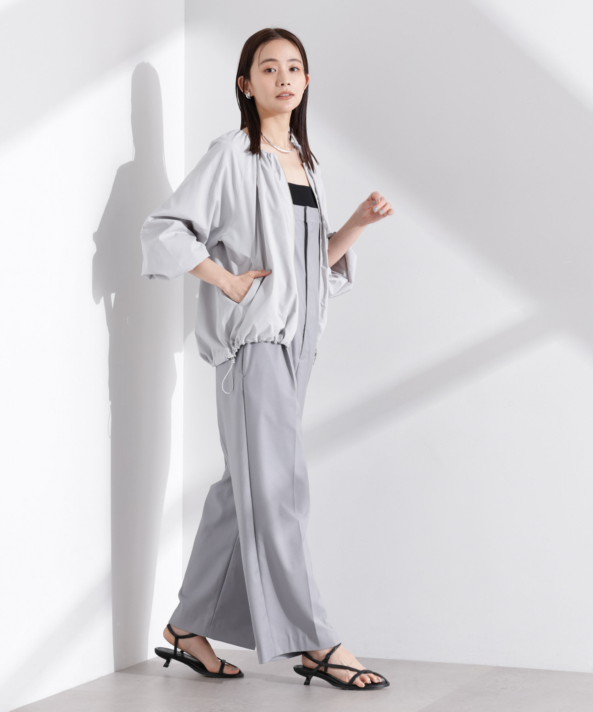 nano･universe「ソフトギャザージップブルゾン」|ブルゾン・スタジャン|