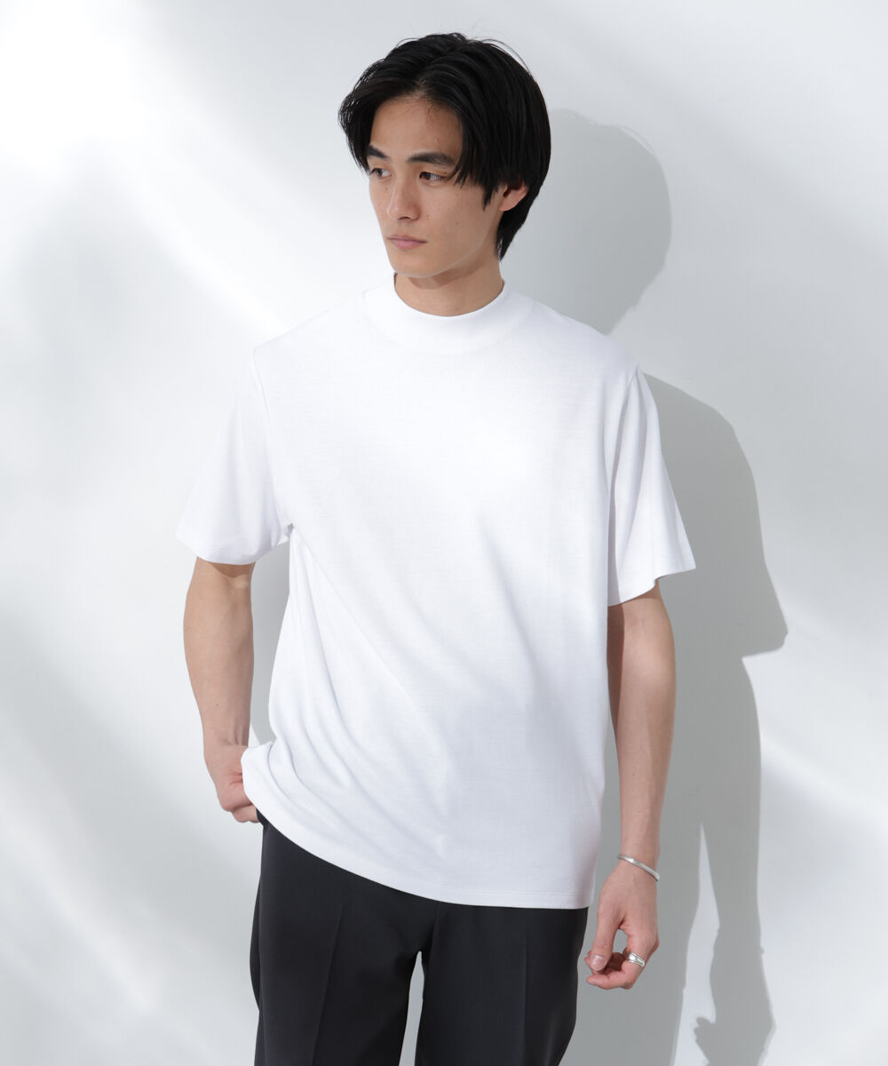 nano･universe「Anti Soaked(R)  汗染み防止 モックネックレギュラーシルエットTシャツ」|Tシャツ・カットソー|