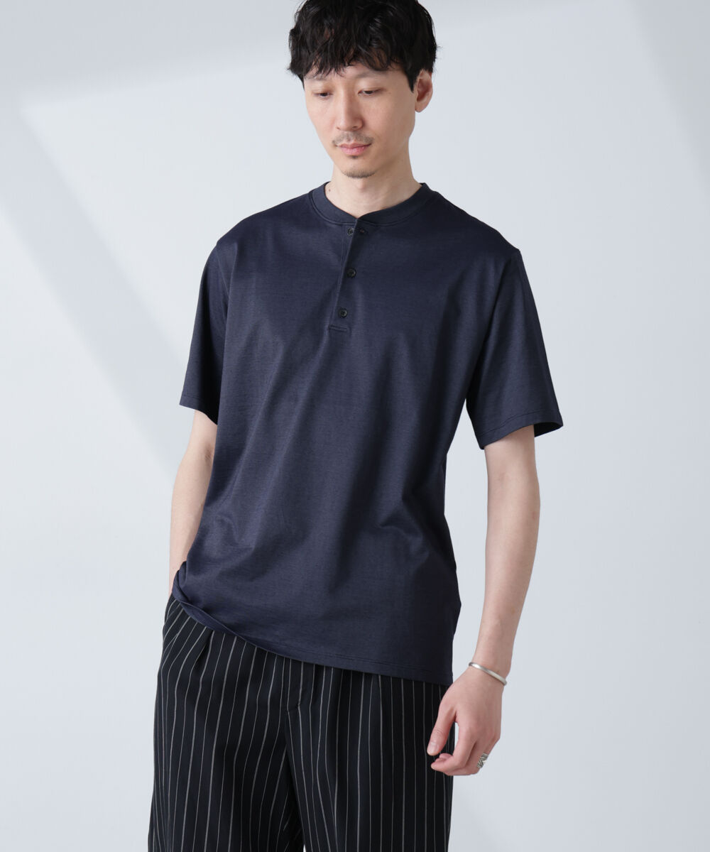 nano･universe「ソラーロライトストレッチヘンリーネックTシャツ（セットアップ可）」|Tシャツ・カットソー|