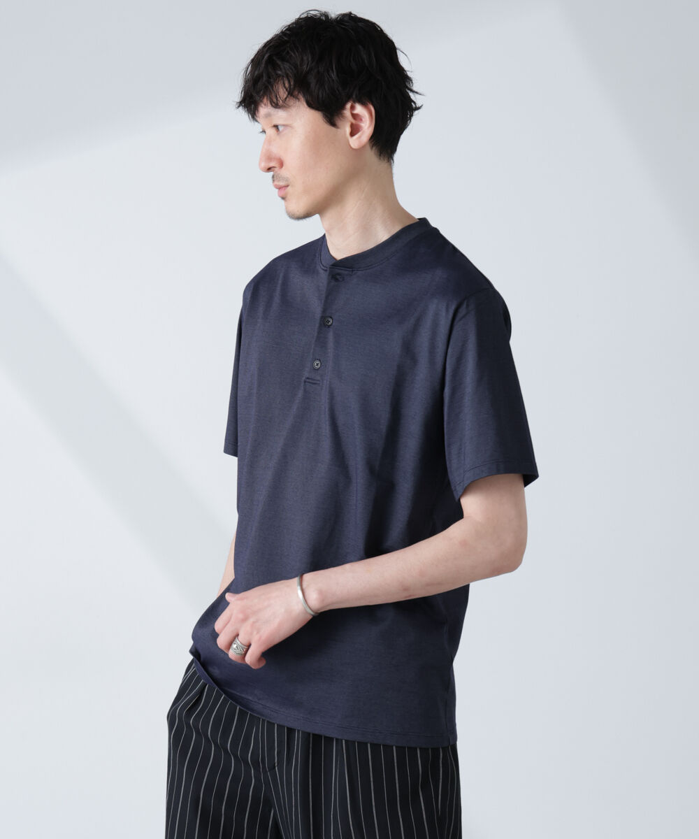 nano･universe「ソラーロライトストレッチヘンリーネックTシャツ（セットアップ可）」|Tシャツ・カットソー|