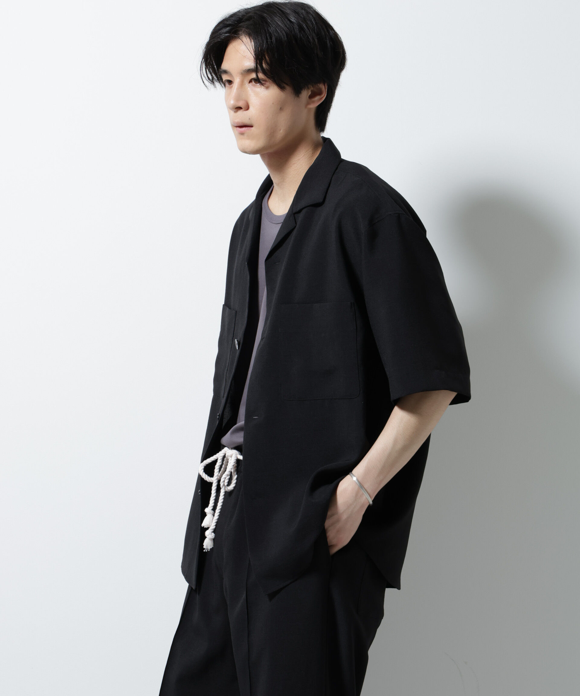 nano･universe「メランジドライオープンカラーシャツ（セットアップ可）」|シャツ・ブラウス|