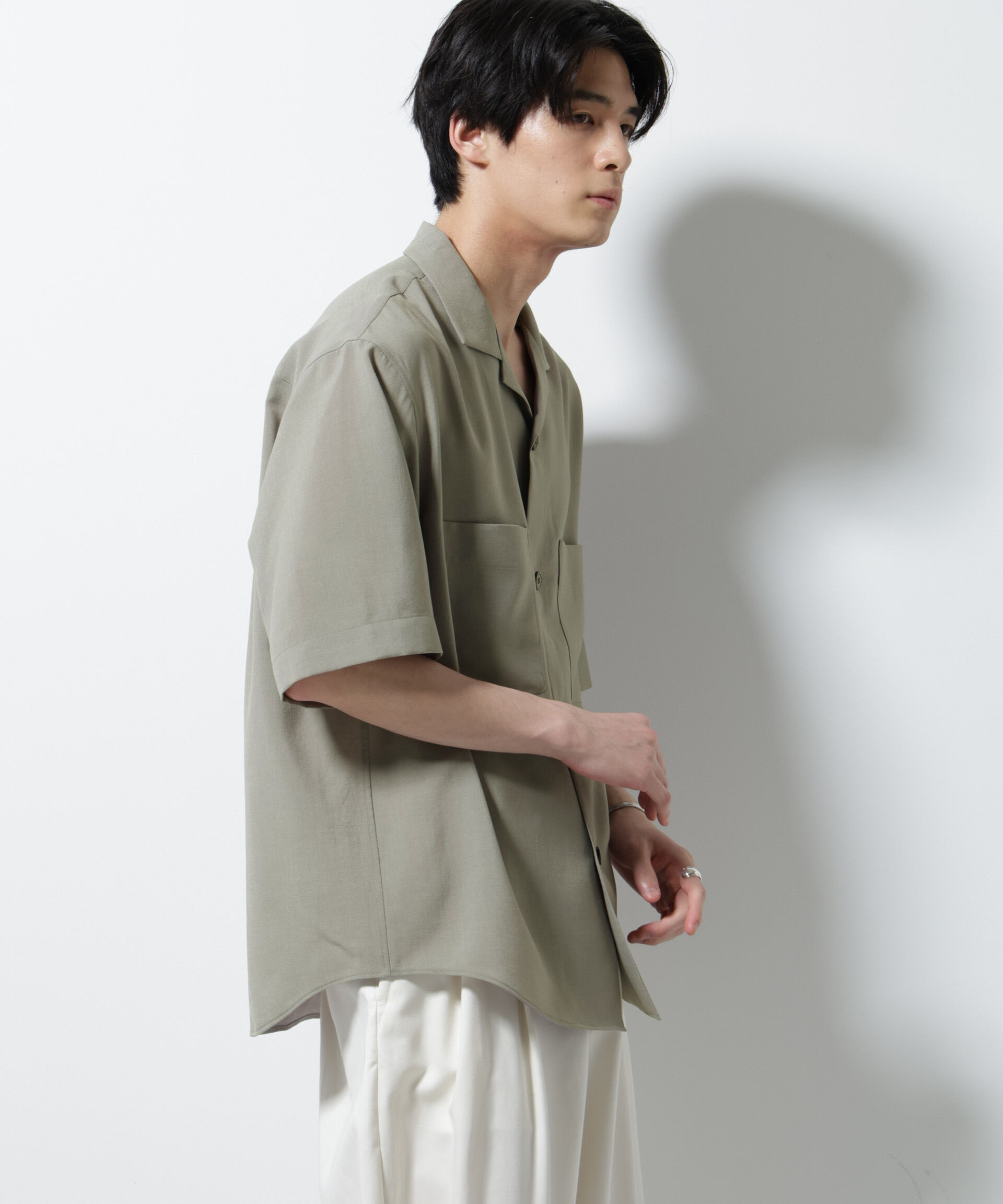 nano･universe「メランジドライオープンカラーシャツ（セットアップ可）」|シャツ・ブラウス|