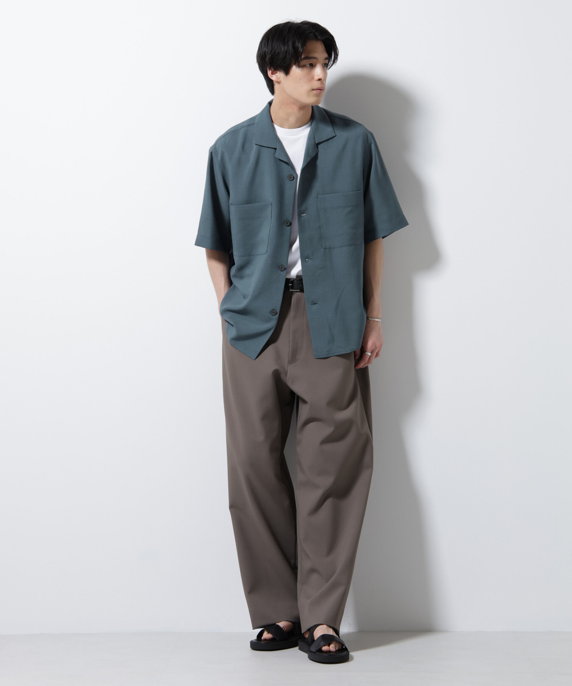 nano･universe「メランジドライオープンカラーシャツ（セットアップ可）」|シャツ・ブラウス|