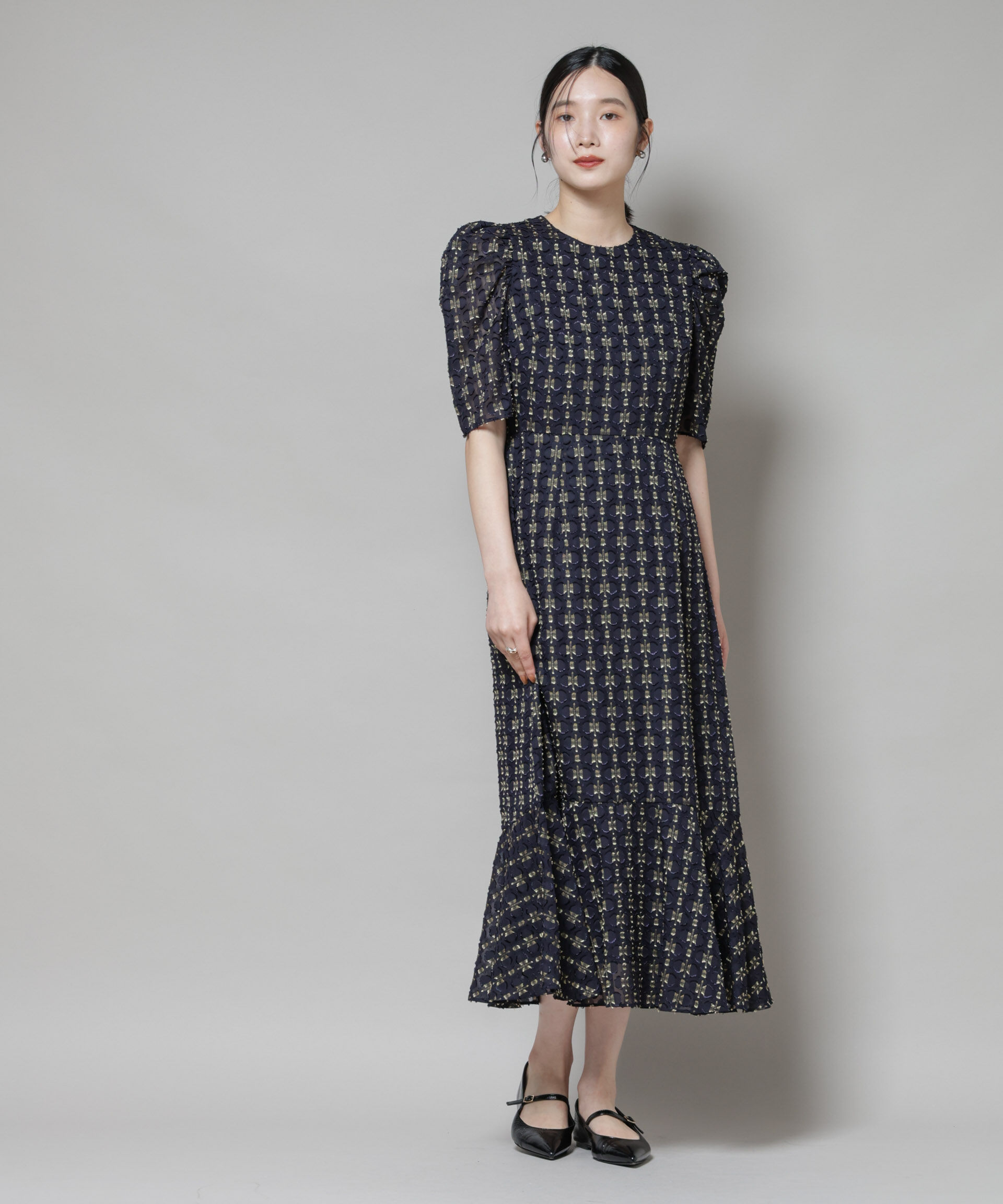 nano･universe「troisieme chaco/カットジャガードワンピース」|ワンピース|