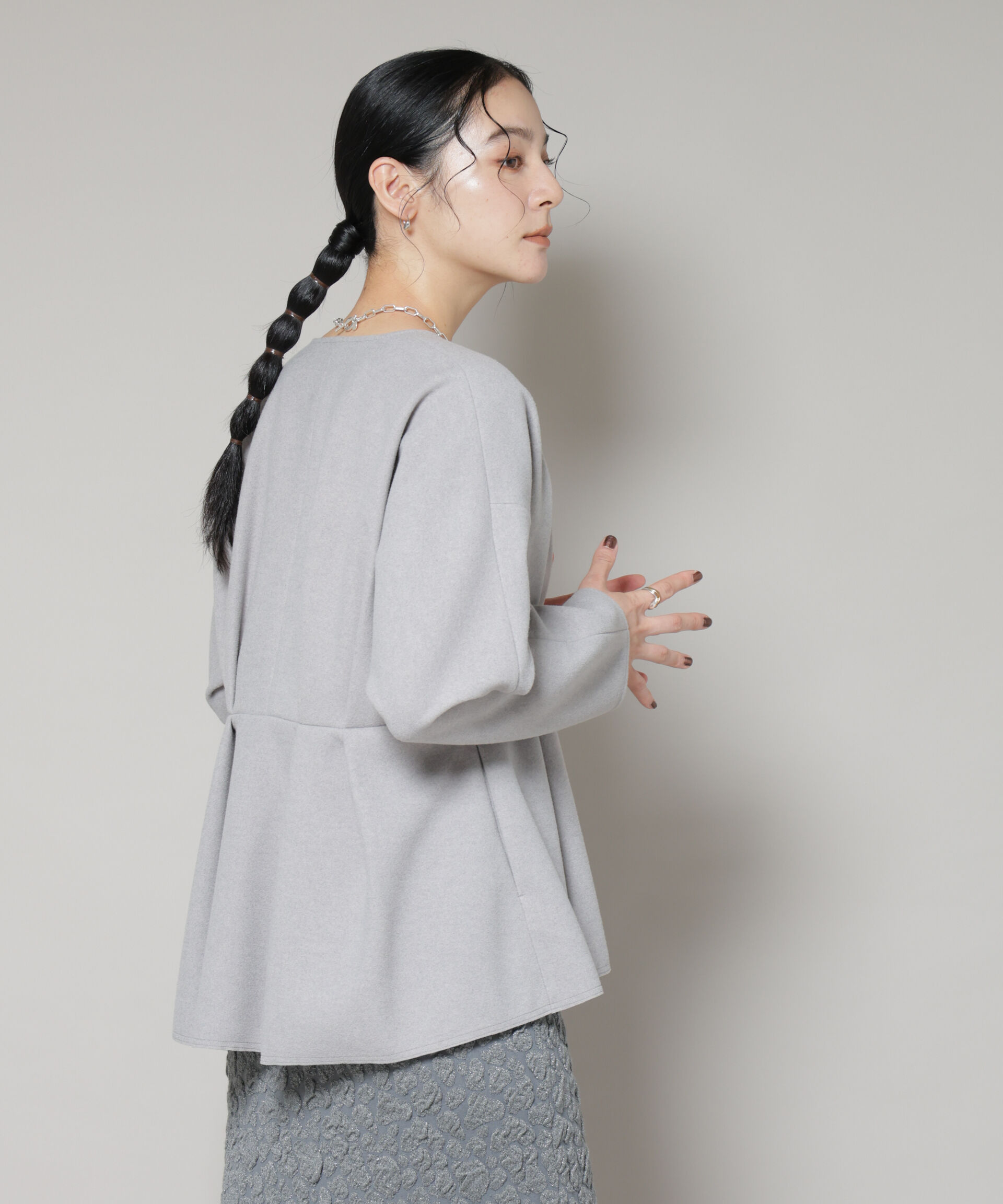 nano･universe「ニードルジャージーペプラムブルゾン」|ブルゾン・スタジャン|