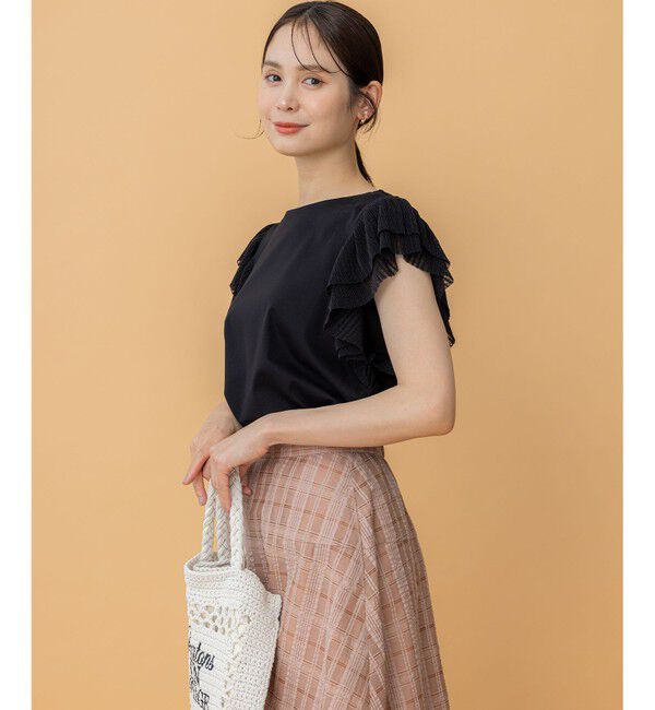 組曲「プリーツコンビフレンチスリーブ カットソー」|Tシャツ・カットソー|