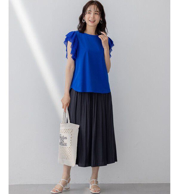 組曲「プリーツコンビフレンチスリーブ カットソー」|Tシャツ・カットソー|