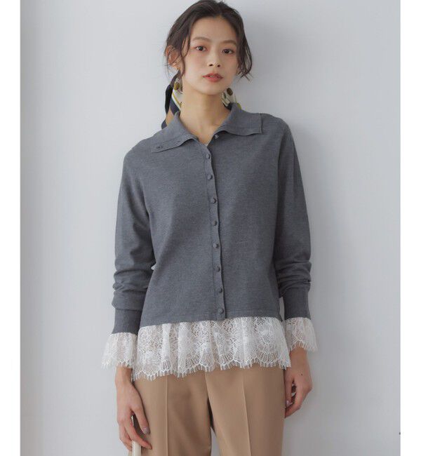 組曲「【前後着用可 / 加藤ローサさん着用】スムースストレッチタートル ニット」|カーディガン|グレー系