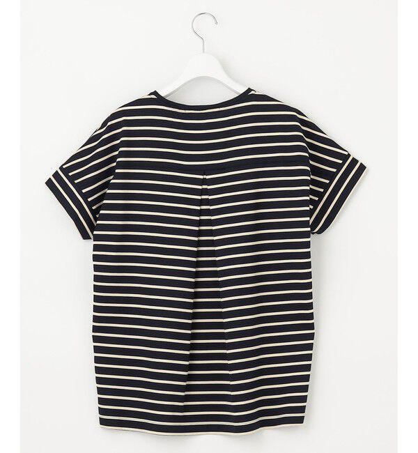 自由区「【洗える/UVケア】ボーダー タックデザインカットソー」|Tシャツ・カットソー|