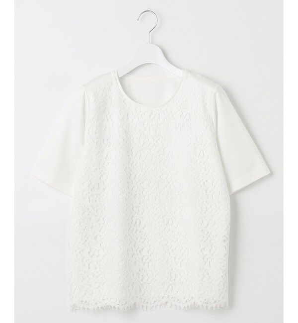 自由区「【XSサイズ～/洗える】レースコンビ Tシャツ」|Tシャツ・カットソー|