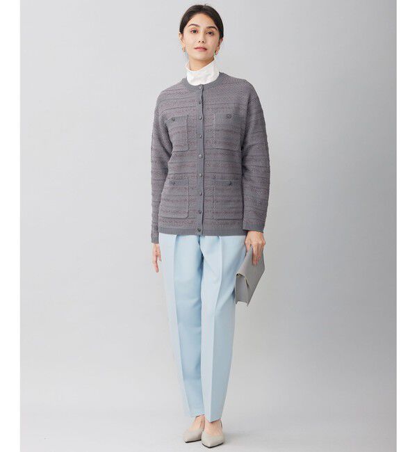 自由区「【WEB限定カラーあり・洗える】テクスチャーコットンブレンドニット アウター」|カーディガン|