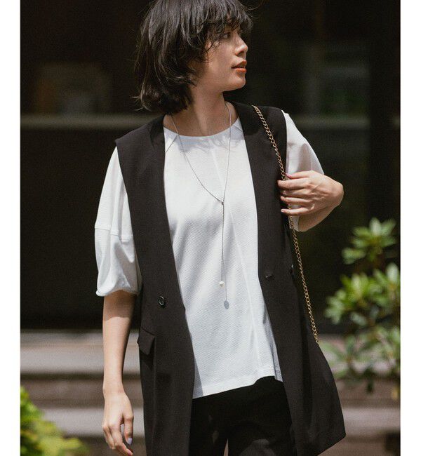 自由区「【洗える】ボリュームスリーブピケ カットソー」|Tシャツ・カットソー|オフ