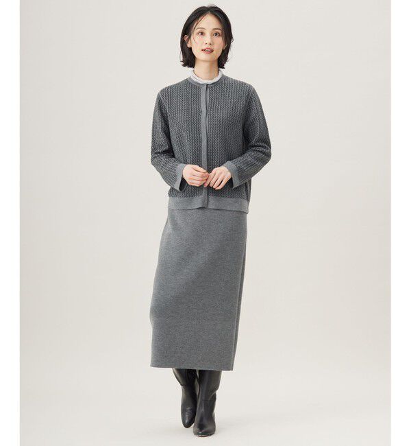 自由区「【洗える】リバーシブルニット セットアップ(カーディガン&times;タイトスカート)」|スーツ|