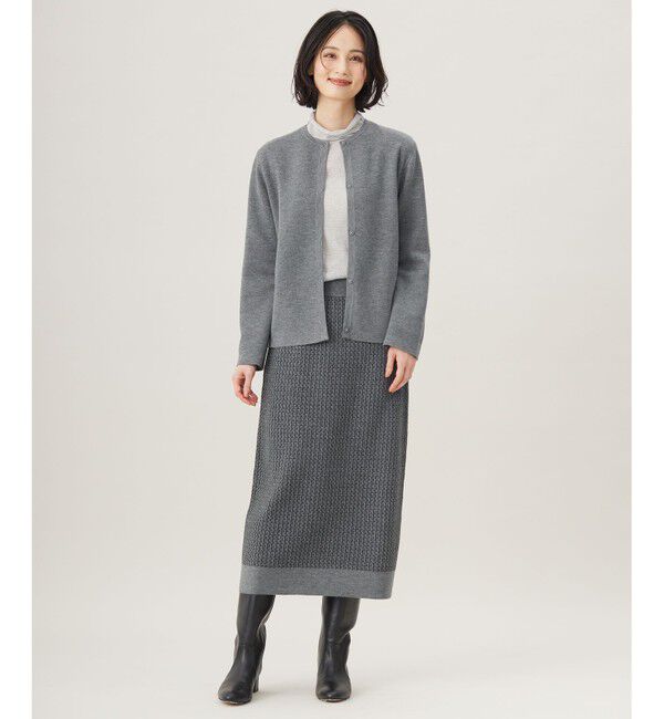 自由区「【洗える】リバーシブルニット セットアップ(カーディガン&times;タイトスカート)」|スーツ|