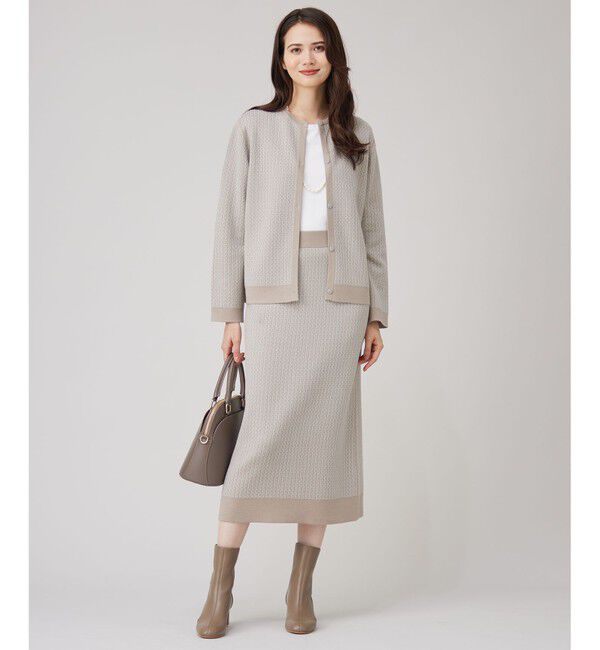 自由区「【洗える】リバーシブルニット セットアップ(カーディガン&times;タイトスカート)」|スーツ|