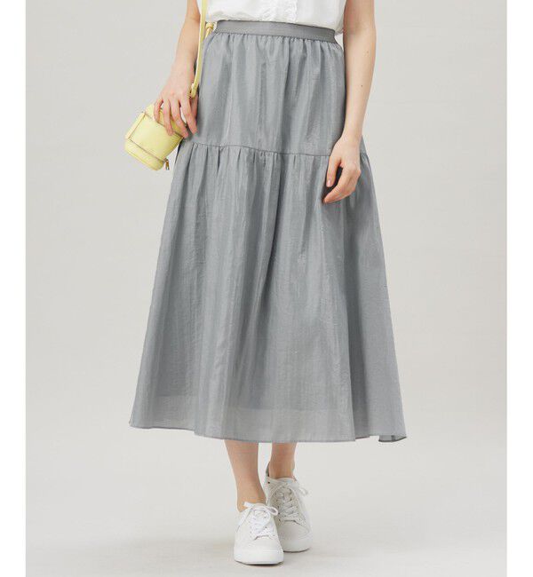 自由区「【洗える】ブライトシアーシャンブレー スカート」|スカート|シルバー