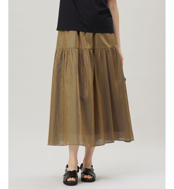 自由区「【洗える】ブライトシアーシャンブレー スカート」|スカート|ブロンズ