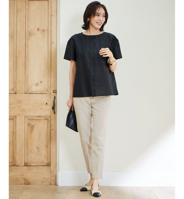 自由区「【接触冷感・洗える】エンブロイダリーローン Tブラウス」|シャツ・ブラウス|