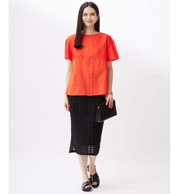 自由区「【接触冷感・洗える】エンブロイダリーローン Tブラウス」|シャツ・ブラウス|