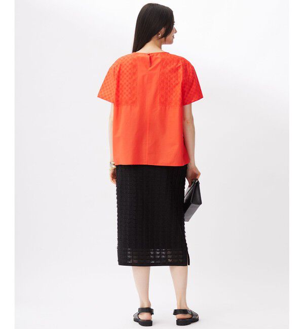 自由区「【接触冷感・洗える】エンブロイダリーローン Tブラウス」|シャツ・ブラウス|