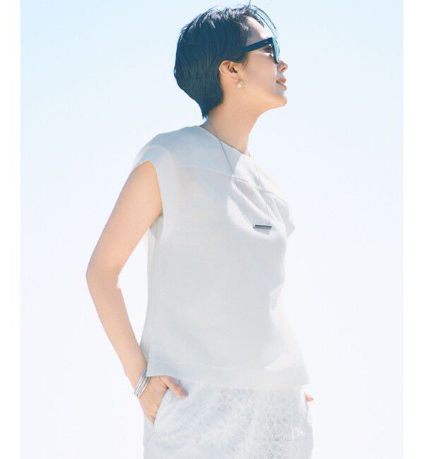 自由区「【カタログ掲載・洗える】リネンサッカーコンビブロッキング カットソー」|Tシャツ・カットソー|オフホワイト