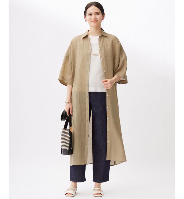 自由区「【カタログ掲載・洗える】リネンサッカーコンビブロッキング カットソー」|Tシャツ・カットソー|