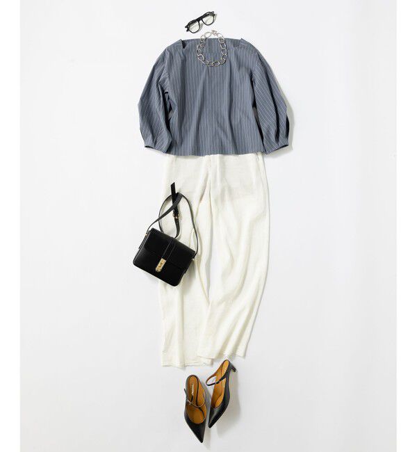 23区「【洗える】リネンレーヨンストレッチ ワイド パンツ」|その他|