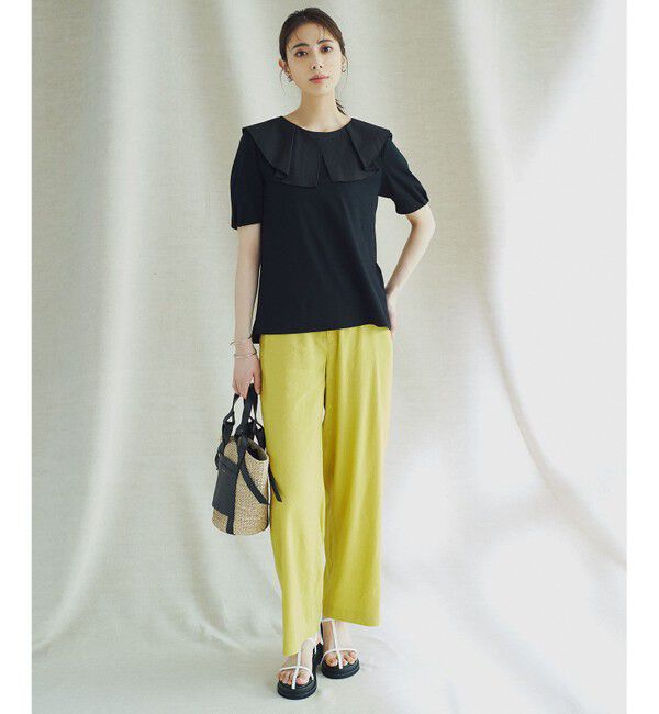 23区「【洗える】リネンレーヨンストレッチ ワイド パンツ」|その他|