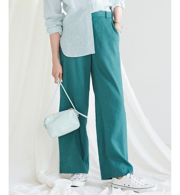 23区「【洗える】リネンレーヨンストレッチ ワイド パンツ」|その他|ﾋﾟｰｺｯｸ
