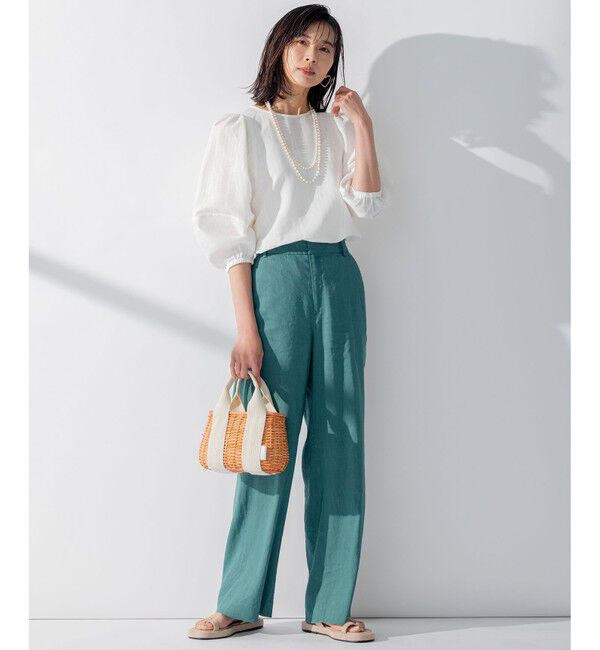 23区「【洗える】リネンレーヨンストレッチ ワイド パンツ」|その他|
