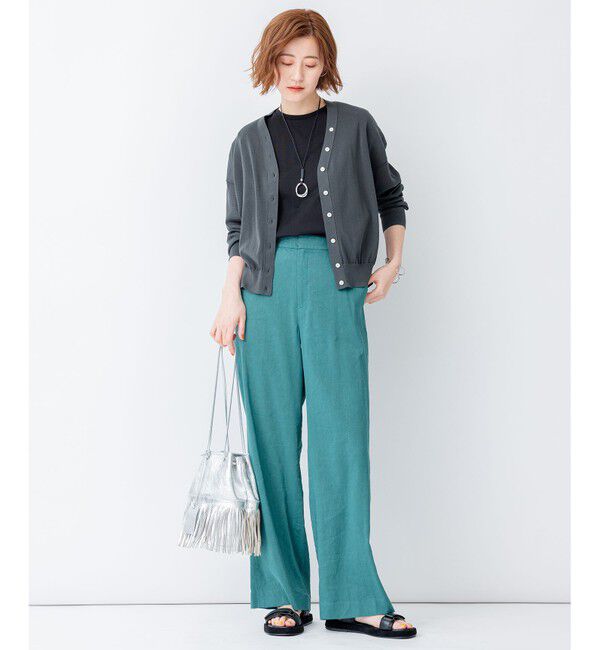 23区「【洗える】リネンレーヨンストレッチ ワイド パンツ」|その他|