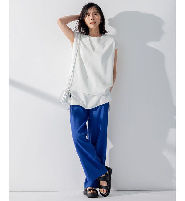 23区「【洗える】リネンレーヨンストレッチ ワイド パンツ」|その他|