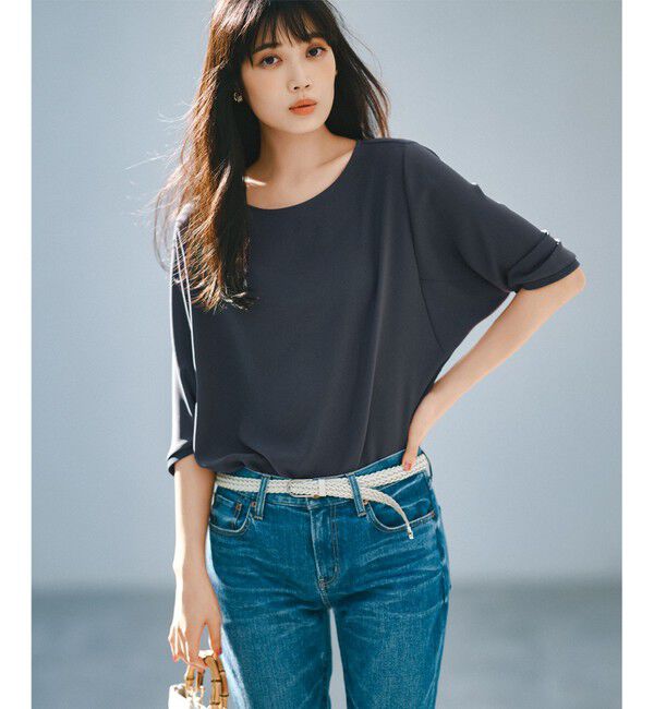 23区「【洗える】ストレッチジョーゼット フォルム カットソー」|Tシャツ・カットソー|グレー系