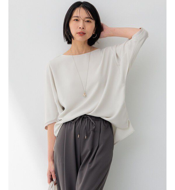 23区「【洗える】ストレッチジョーゼット フォルム カットソー」|Tシャツ・カットソー|ベージュ系