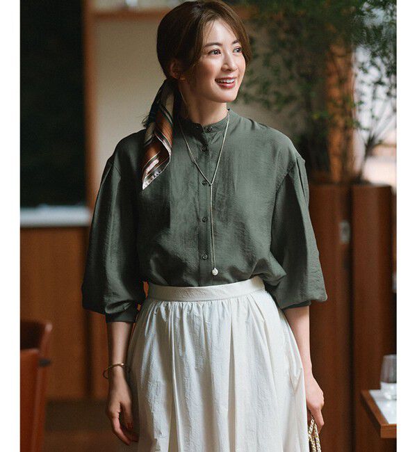 23区「【一部店舗限定】シアー リネン ミックス シャツ」|シャツ・ブラウス|カーキ系