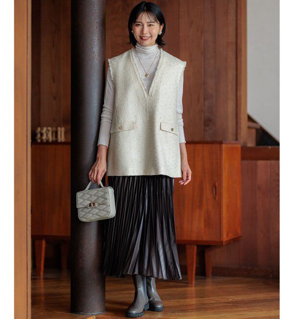 23区「【洗える】レザーライクプリーツ スカート」|スカート|